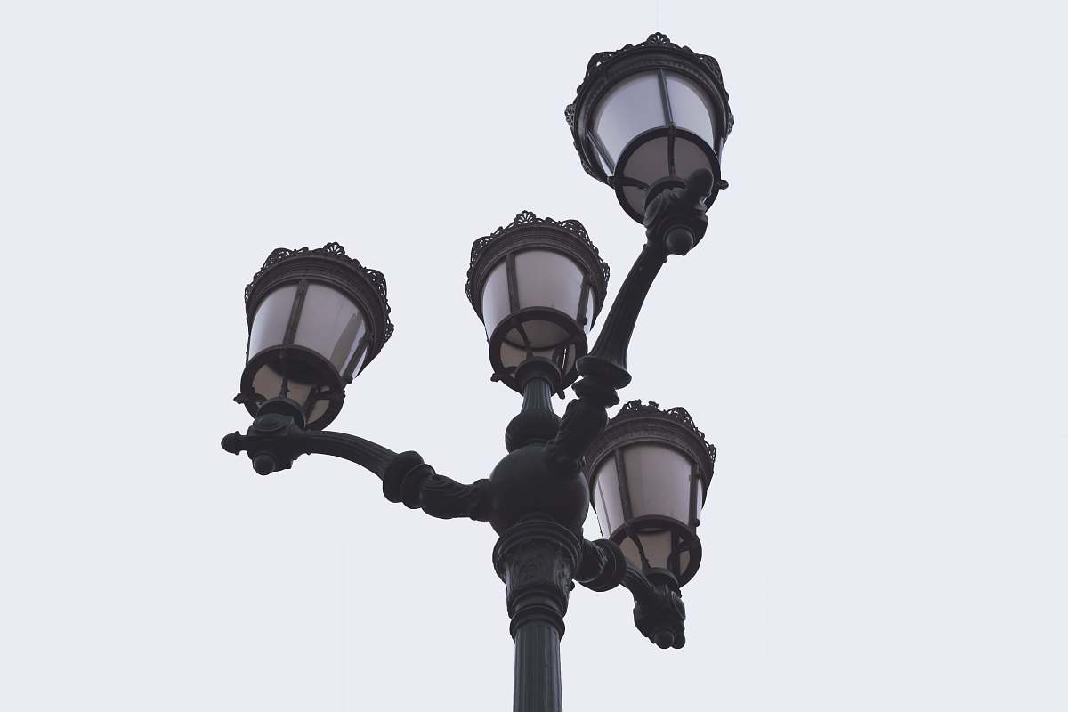 lighting black and white 4-arms street light aix-les-bains