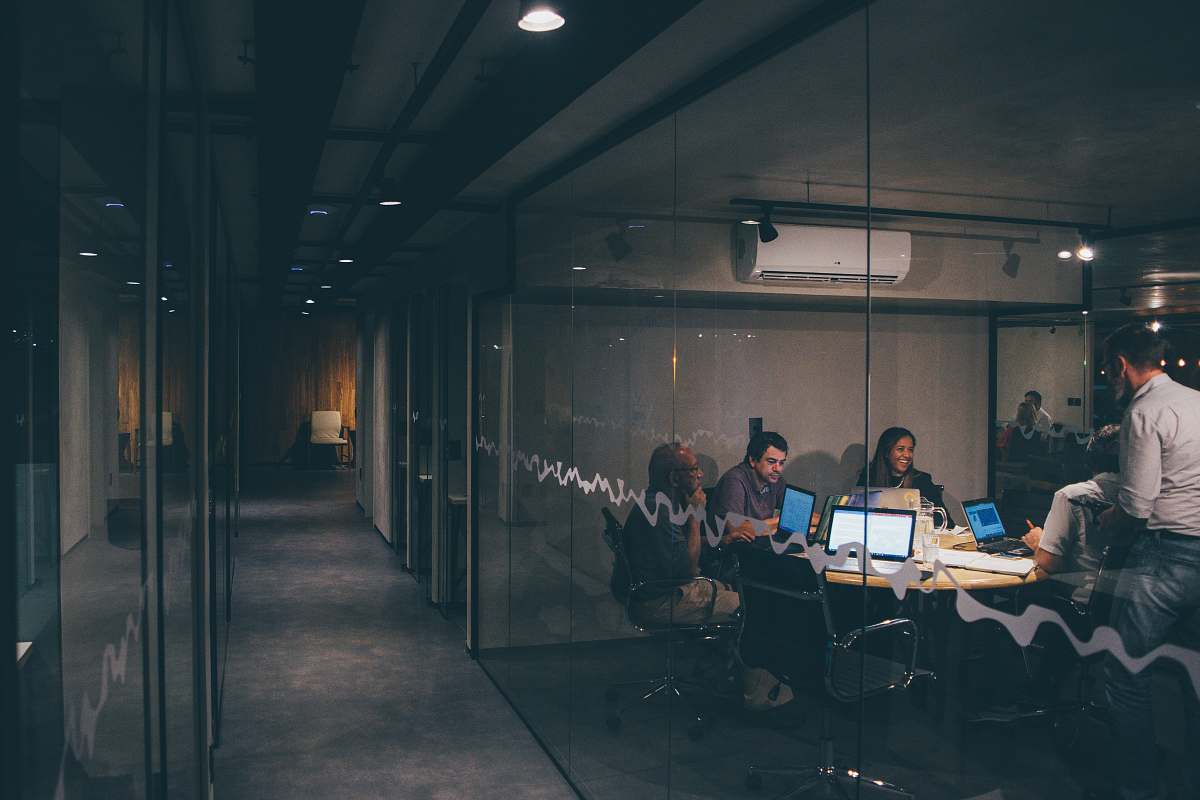 furniture group of people having a meeting table