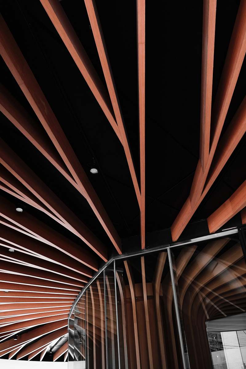 architecture low angled photography of brown ceiling building