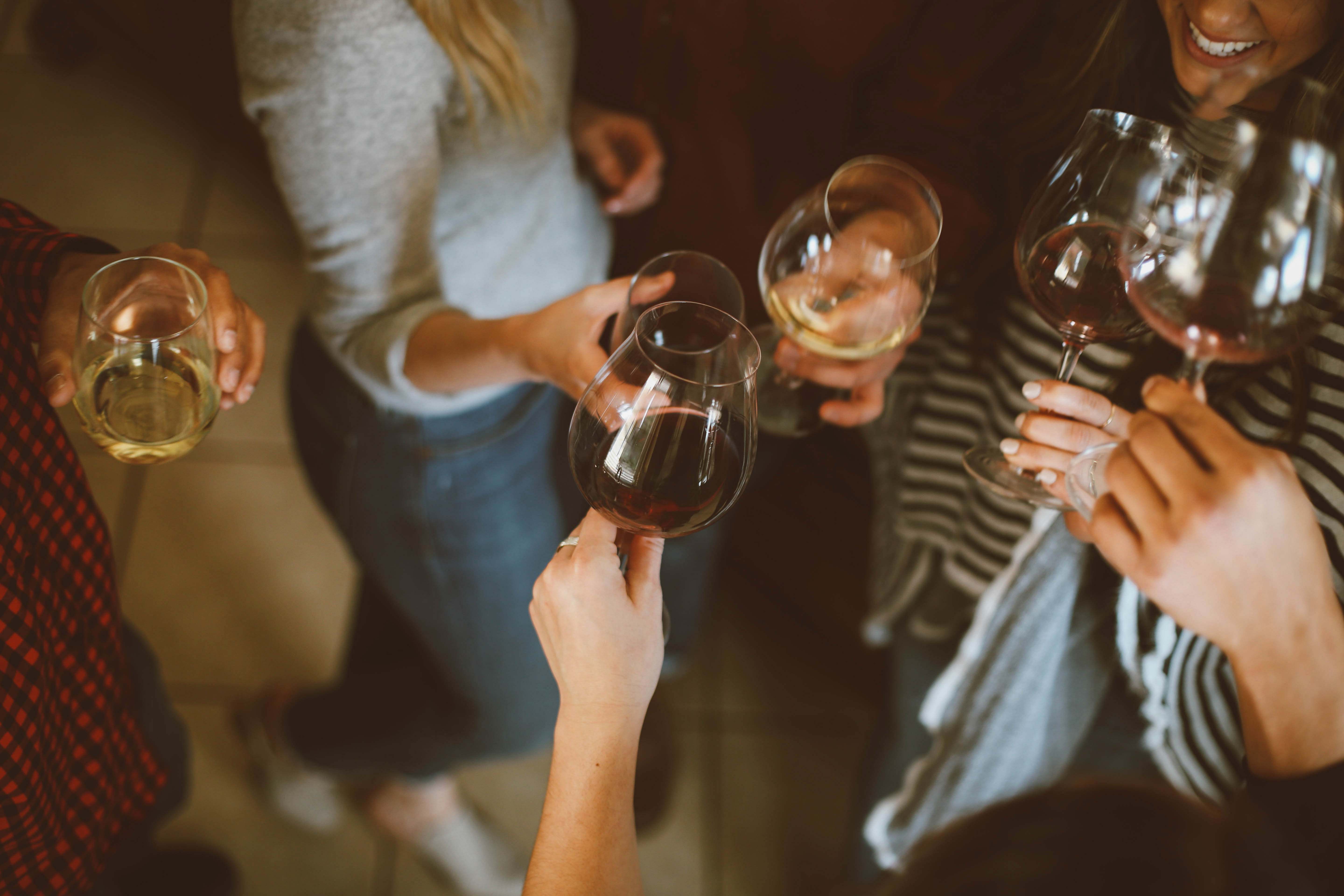 Glass Group Of People Tossing Wine Glass Wine Image Free Photo