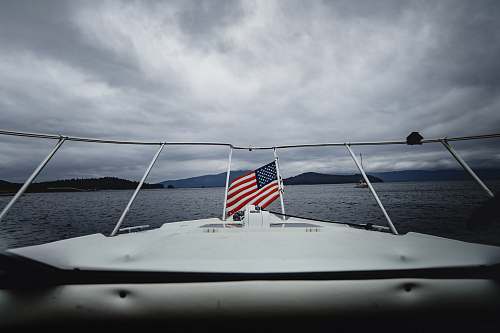 symbol waving flag of U.S.A. boat