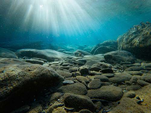 ocean rocks on sea bed underwater