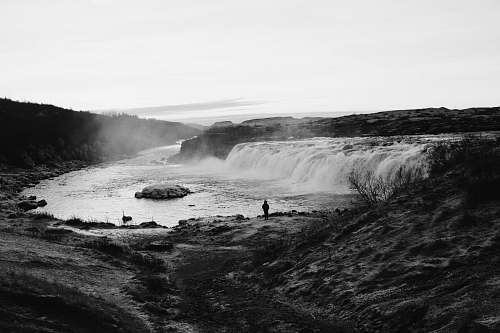 outdoors grayscale photography body of water nature