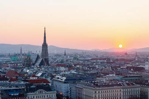  aerial view of city buildings during sunset 
