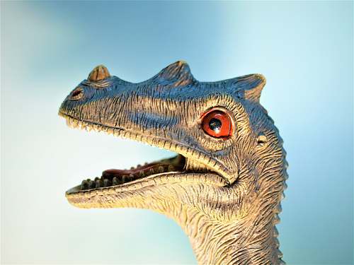 toy close-up photo of Dinosaur figurine reptile