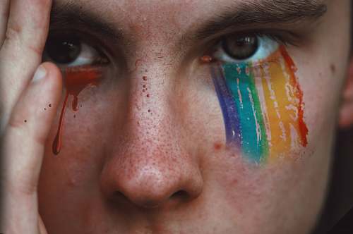 skin closeup photography of person with rainbow eyeshadow austria