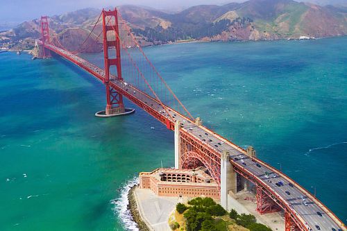 aerial view of Golden Gate Bridge