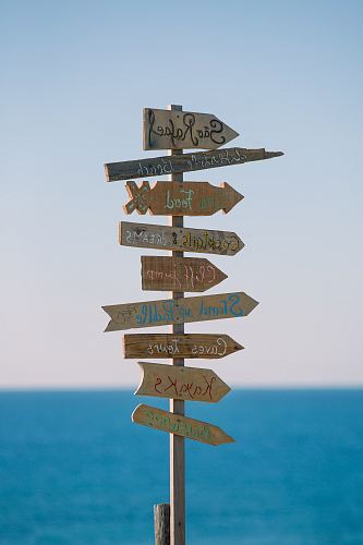brown wooden road sign during daytime