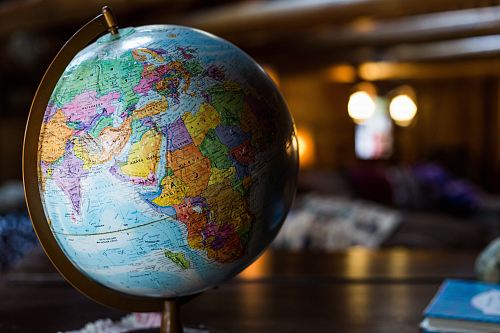 desk globe on table
