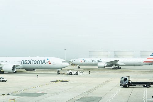 two American Airlines planes on airport