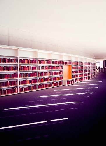 library white wooden bookshelf indoors