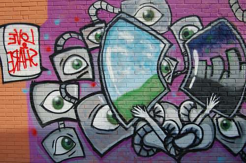 graffiti Love Share robot and mirror mural art