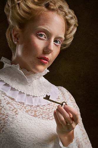clothing woman holding skeleton key apparel