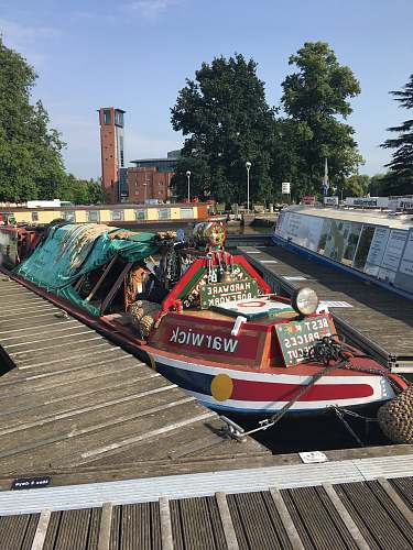 boat red and blue Warwick boat waterfront