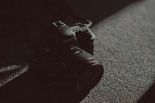 camera black Canon EOS 6D on gray textile electronics