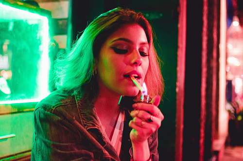 person woman smoking human