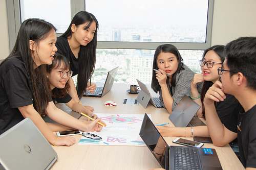 person group of people with laptops human
