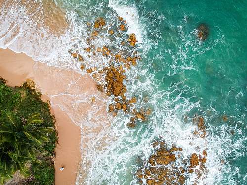 sea aerial shot of seashore beach