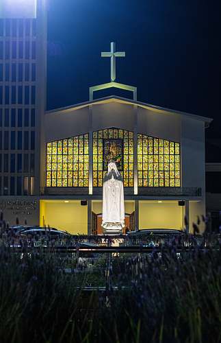 architecture lighted cathedral with cross erechim