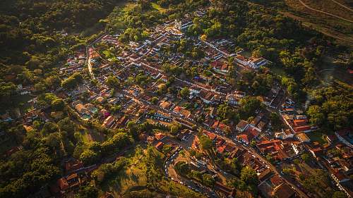 nature bird's-eye photography of city near trees outdoors