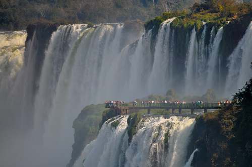 nature people looking at large waterfall water