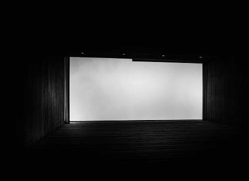 architecture black wooden hallway with white fog building
