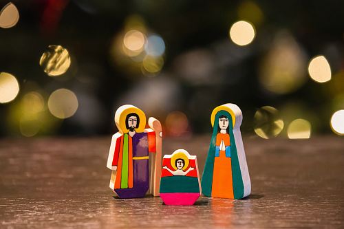 The Nativity figurine on table