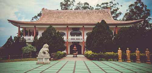 building statues in front of temple temple