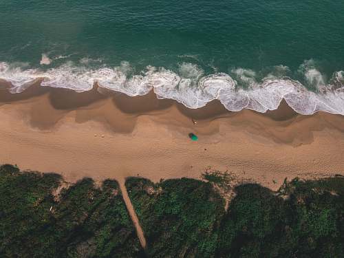 coast top view shot of seashore ocean