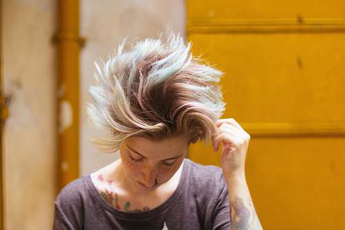 person woman swaying her hair people