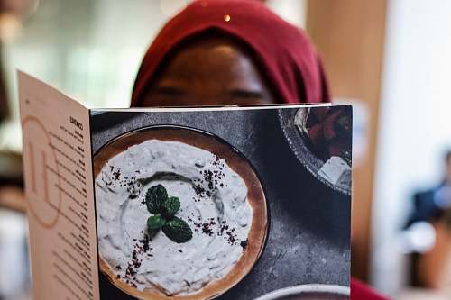 mouth woman reading menu list haz