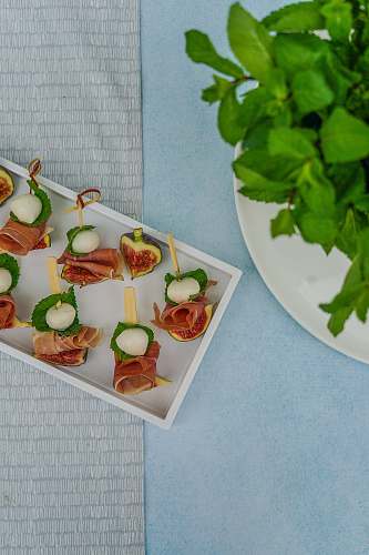sushi bacon with fruits on tray london