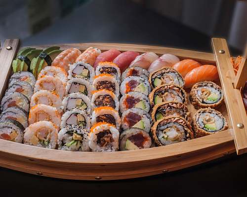 sweets food photography of varieties of sushies confectionery