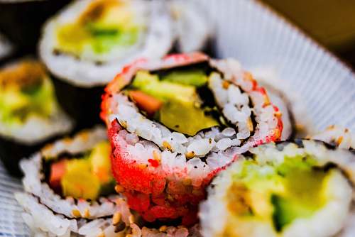 sushi macro photography of sushi food burger