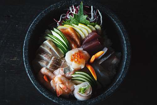 vegetable seafood dish filled pot bowl