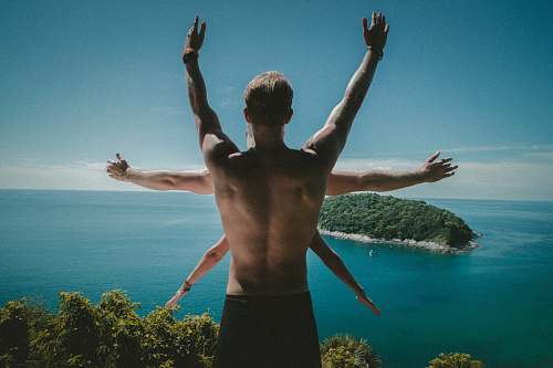 human man raising his hand person