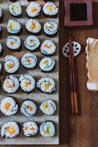food maki dish served on tray bread