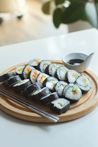 food sushi on platter japan