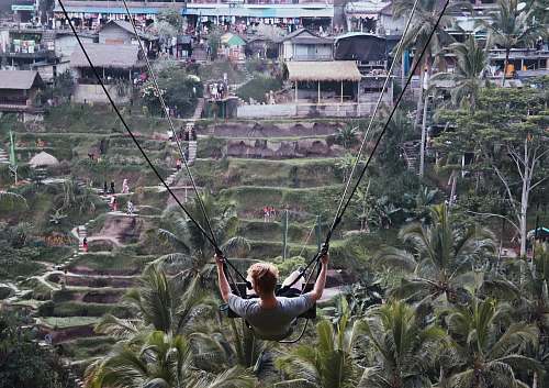 person man riding on swing adventure