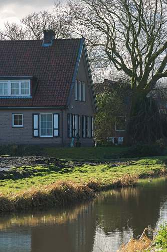 cottage brown and white house beside river during daytime house