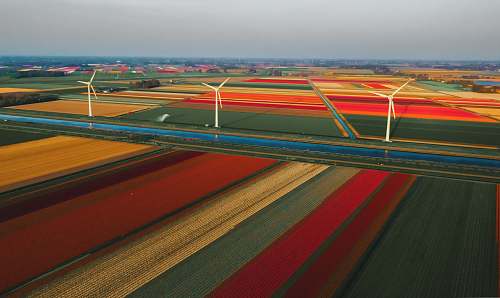 landscape three white wind turbines nature