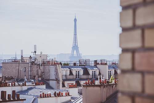 paris Eiffel tower in the city roof