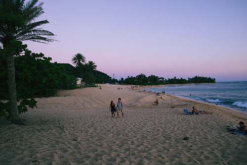 human woman and man walking around beach person