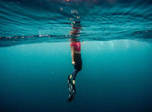 blue photography of person under water person