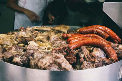 food sausage on gray steel rack mexico