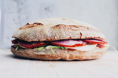 bread hamburger with toppings sandwich