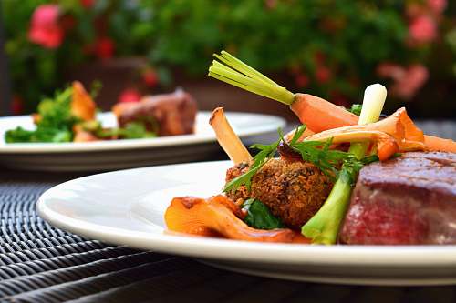 meal steak with vegetables on plate dinner