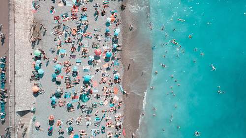 outdoors aerial photography of people on the beach landscape