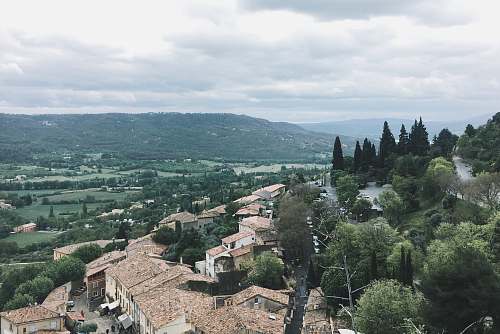 landscape high-angle photography of rural area nature
