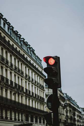 light black traffic light at red traffic light